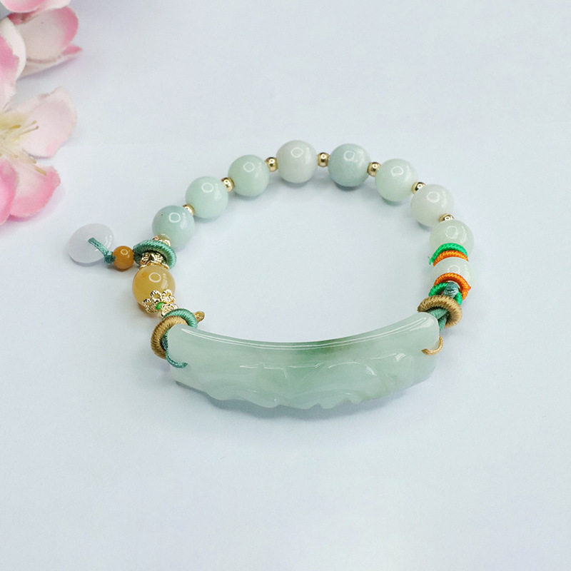 天然翡翠手串招财进宝瑞兽貔貅手牌圆圆满满平安扣男女士手链玉石图片