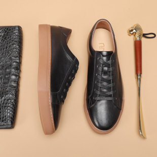 头层牛皮手工系带英伦复古商务德迅鞋 男式 橡胶软底板鞋 2026春新款