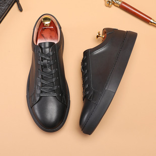 头层牛皮手工橡胶软底英伦商务休闲德训鞋 2026春新款 男式 板鞋 经典
