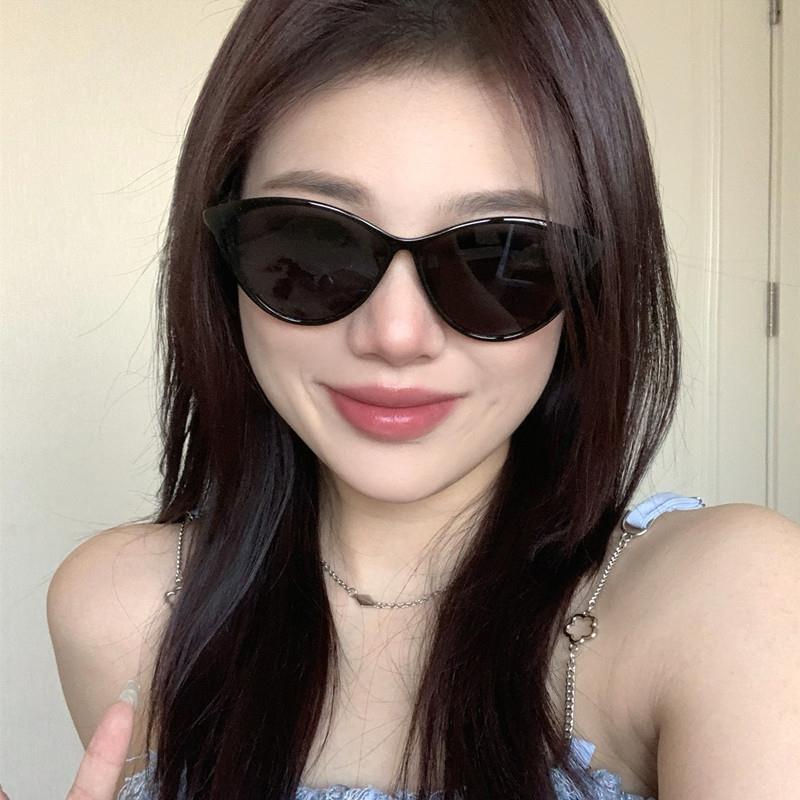 欧美复古辣妹黑色猫眼偏光gm墨镜女方圆大脸显瘦近视级感太阳镜
