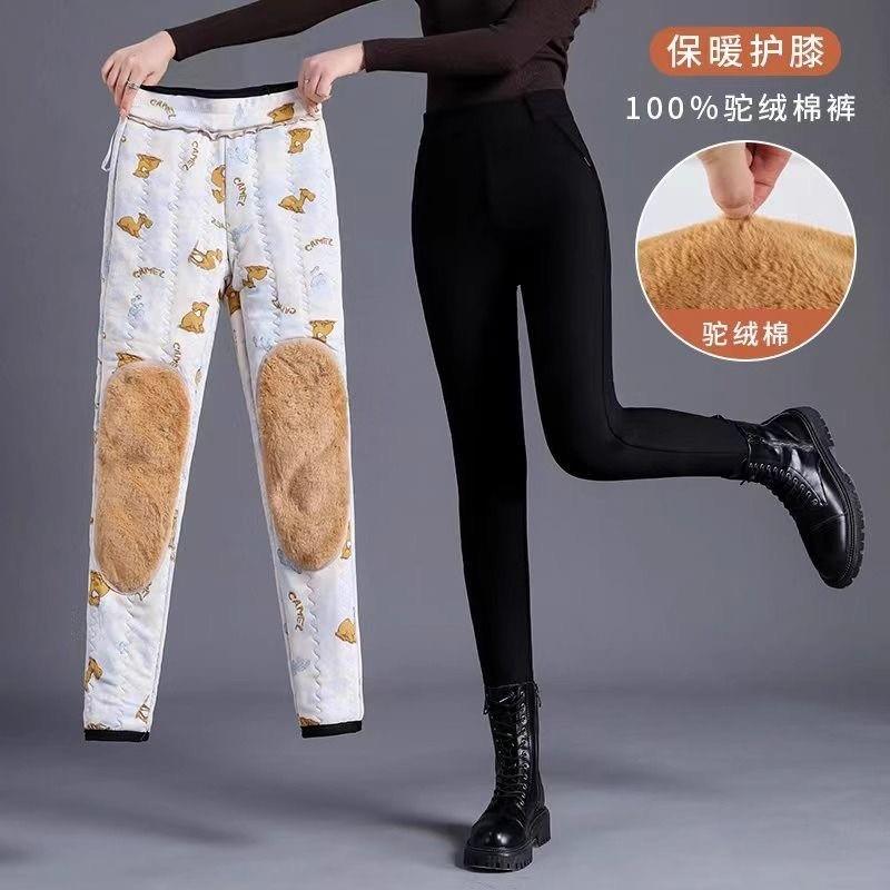 900克驼绒棉裤女秋冬2024新款加绒加厚护膝保暖打底裤外穿羊毛裤