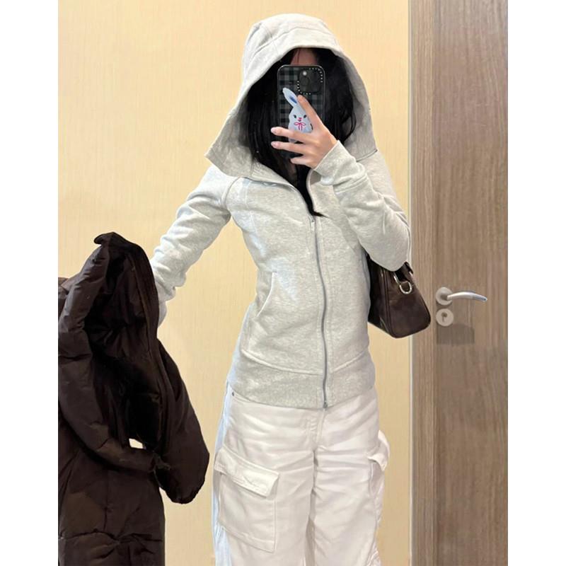 LULU ZUKUN修身连帽卫衣外套女款春秋冬季内搭可外穿收腰开春穿搭
