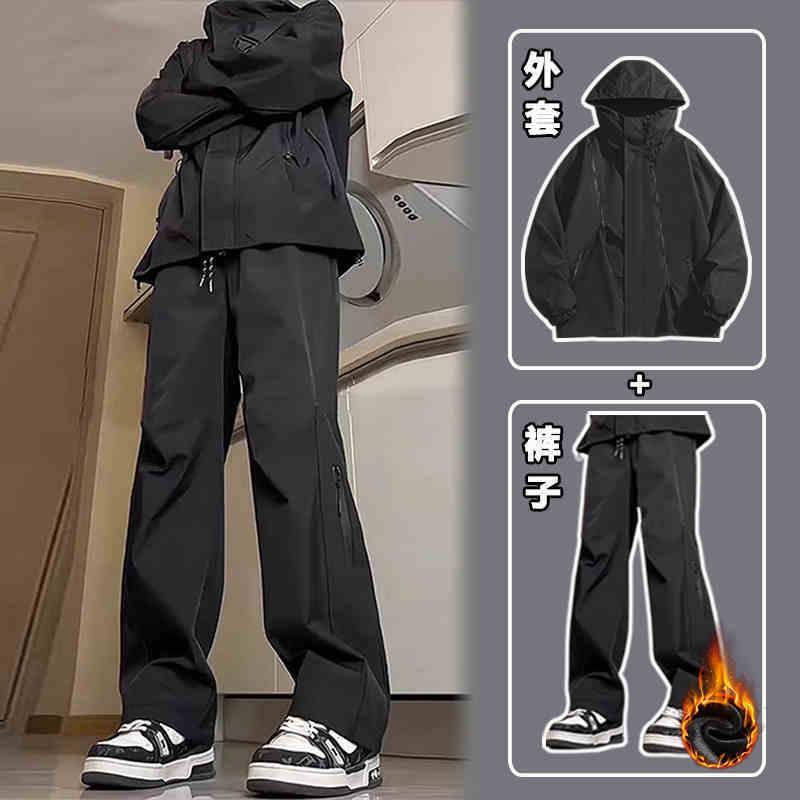 秋冬季冲锋套装男款机能工装长裤户外防水防风冲锋衣外套一整套装