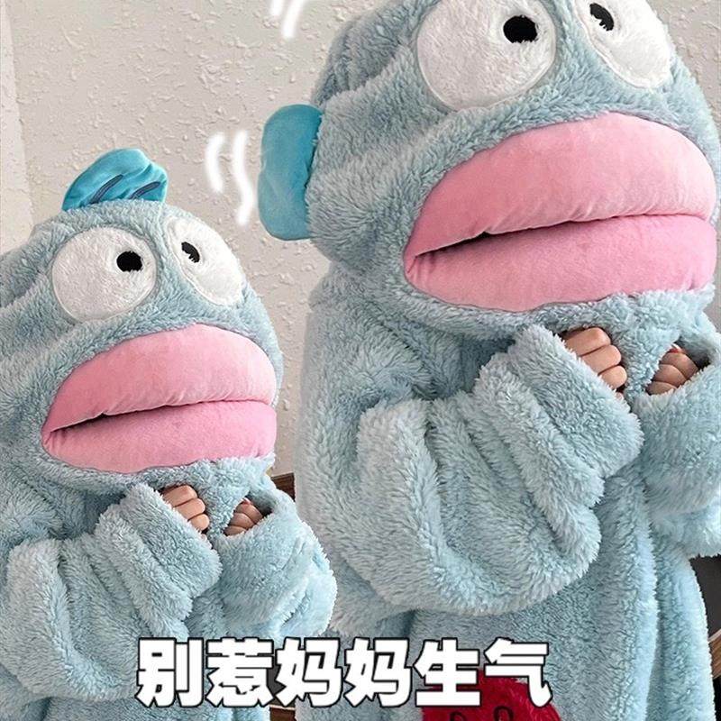 小丑鱼睡衣连体儿童秋冬季加厚珊瑚绒男童法兰绒女童睡袍浴家居服