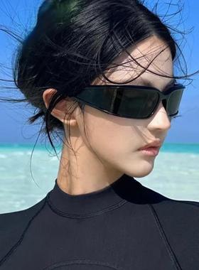 级感墨镜女个性发箍窄框眼镜防紫外线太阳镜方圆脸海边旅游防晒