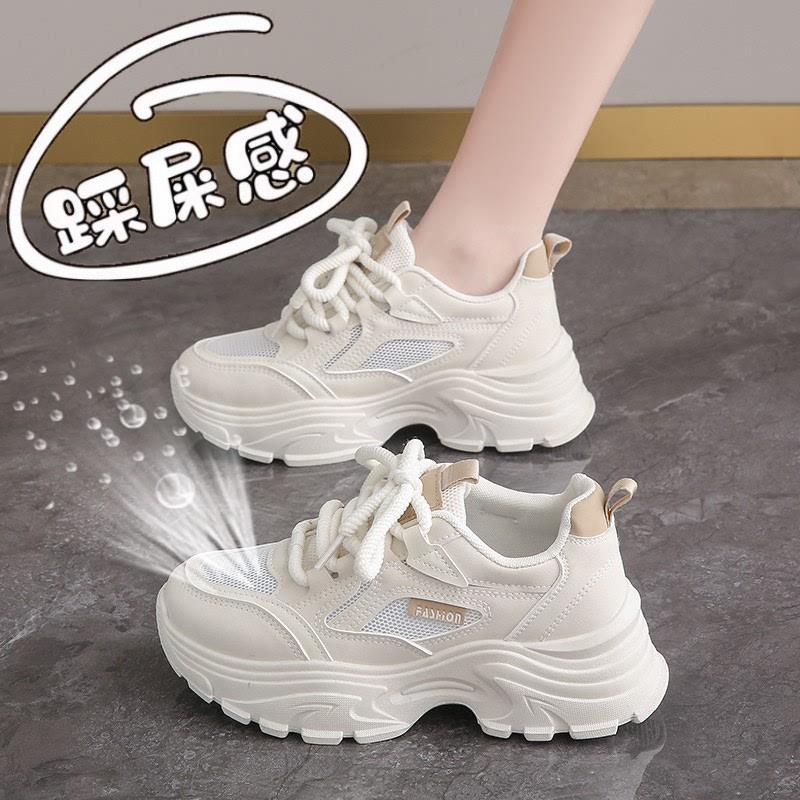 踩屎感老爹鞋女2025新款春夏款透气显脚小码34软底减震跑步运动鞋