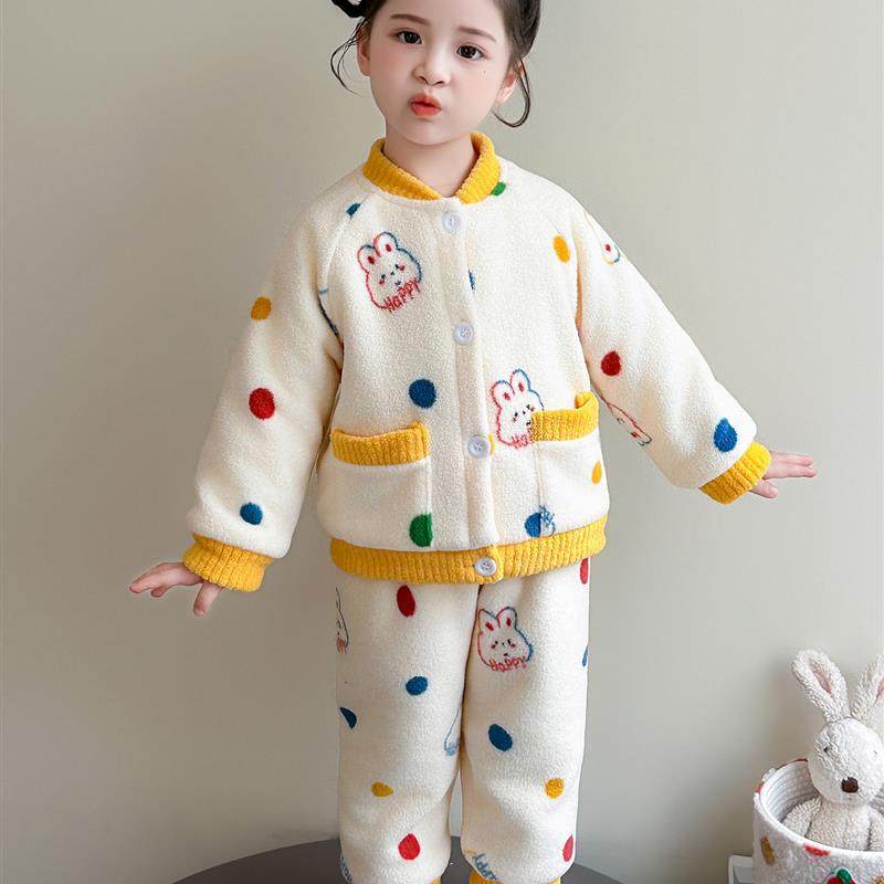 女童睡衣冬季保暖奥粒绒女孩三层夹棉家居服套装儿童宝宝超厚睡衣,童装/婴儿装/亲子装,家居服套装,淘宝优惠券,粉丝福利购,淘宝优惠卷