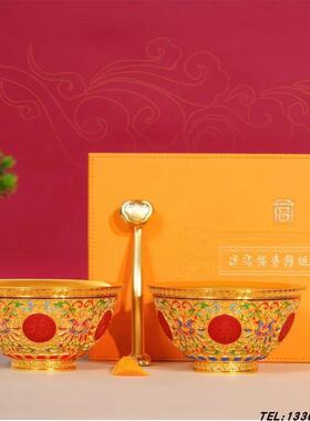 国宝福寿转运金碗袁长君大师创作家居摆件花丝镶嵌錾刻漆雕送老人