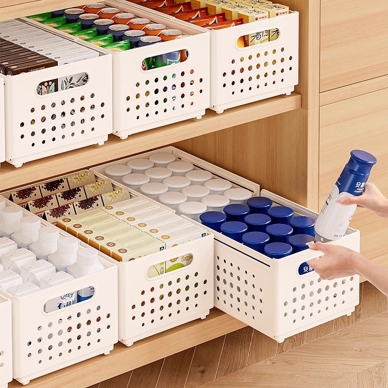 收纳盒长方形抽屉式可伸缩橱柜收纳盒抽屉式零食杂物整理盒子