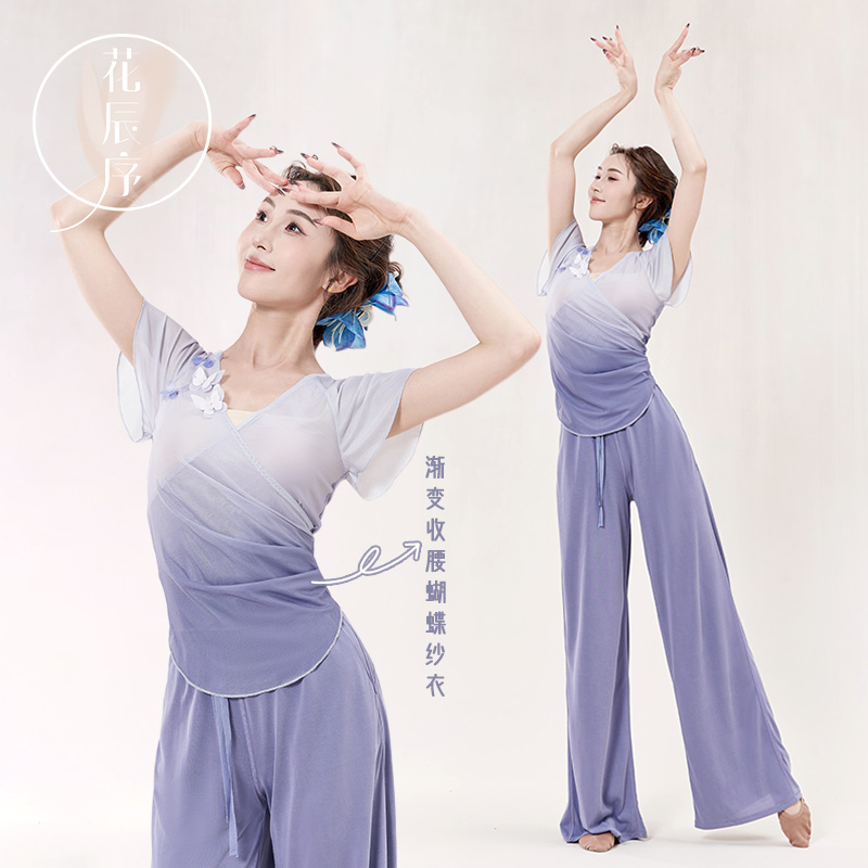 花辰序渐变短袖纱衣身韵服