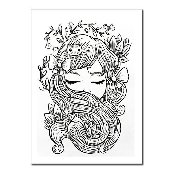 线描画临摹卡少儿创意美术画室美术课美术素材a5线描临摹卡(40张)