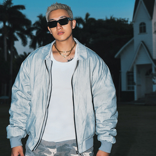 OOTC「夜行者」复古翻领BOMBER夹棉外套高街刺绣MA1廓形飞行夹克