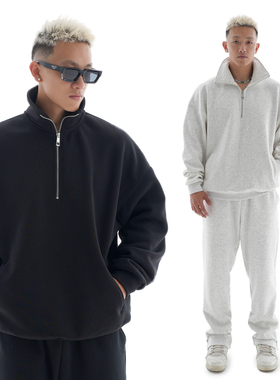 OOTC 加绒立领拉链卫衣冬季加厚重磅套头卫衣秋冬新款情侣上衣