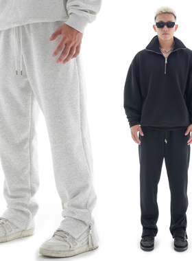 OOTC 复古拉链加绒裤子高腰休闲裤卫裤街头休闲长裤25年秋冬新款