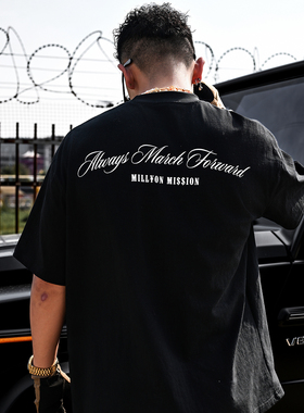 OOTC「百万计划」美式复古印花休闲短袖T恤男女潮流原创设计情侣