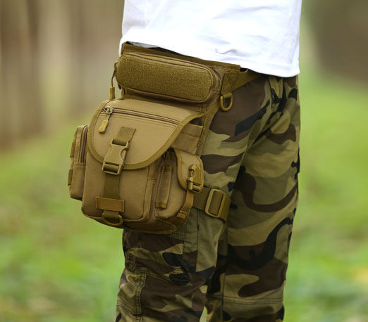 守护者骑行机车腿包男多功能战术户外运动防水腰包绑腿勤务腿挂包