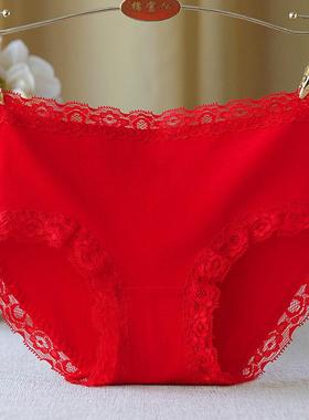 红色内裤女士本命年蛇年女生短裤纯棉全棉裆抗菌三角裤新疆长绒棉