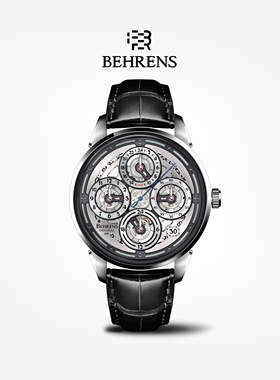贝伦斯BEHRENS 领航者自动机械腕表GMT两地时国产品牌夜光手表