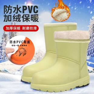 冬季加绒保暖棉雨鞋EVA防寒雨靴食品厂泡沫水鞋防滑耐油胶鞋中筒
