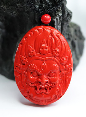 朱砂钟馗头像吊坠红砂挂件复古风本命年男女士吉祥纳福礼物饰品