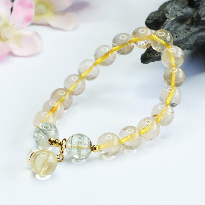 天然金发晶手串绿幽灵福袋手链水晶彩宝民族风手饰品男女士礼物