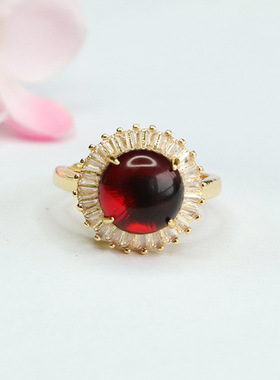 天然琥珀戒指血珀指环指圈女国潮珠宝女士吉祥纳福礼物个性饰品