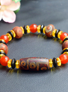 西藏九眼天珠手链玛瑙手串新中式民族风男女士手饰品情侣闺蜜礼物