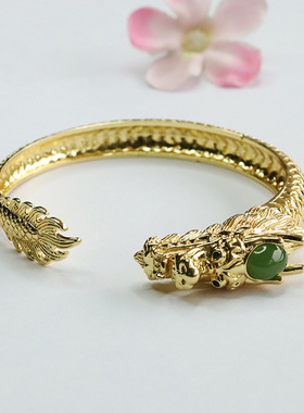 天然和田玉碧玉手环生肖龙玉石手镯手串男女士本命年百搭简约饰品