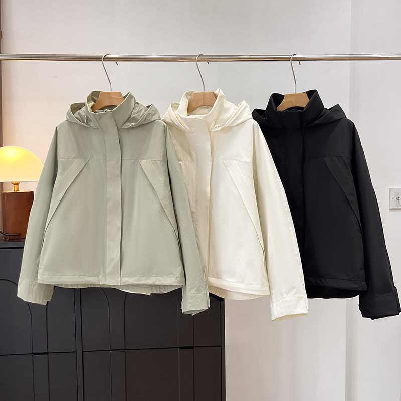 大厂订单！春季休闲风立领茄克防风防水连帽外套夹克百搭简约上衣,女装/女士精品,短外套,淘宝优惠券,粉丝福利购,淘宝优惠卷