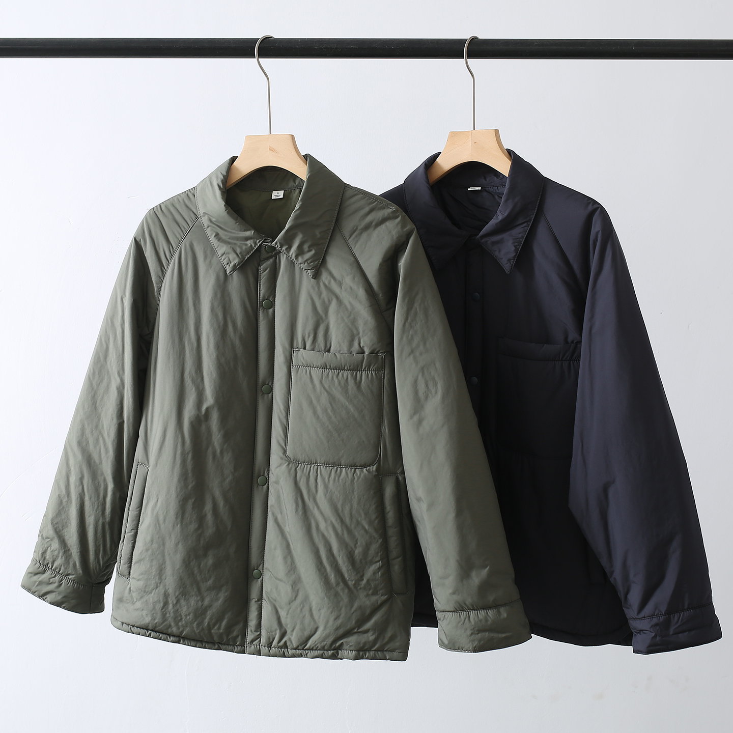 欧美单!秋冬保暖百搭宽松空气棉服衬衫式夹克薄棉衣外套女