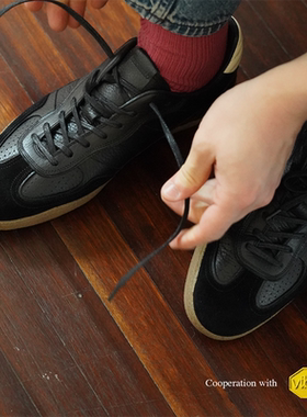 SHOESILO 2025年新款男鞋超薄底百搭简约防滑耐磨黑色经典德训鞋