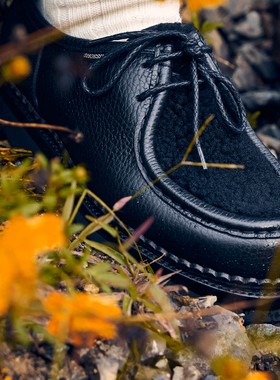 SHOESILO JEROME固特异小羊羔毛荔枝压纹真皮乐福鞋袋鼠鞋