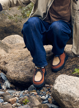 SHOESILO JEROME固特异灯芯绒压纹真皮绒面德比鞋袋鼠鞋