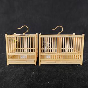 大号蝈蝈笼竹子材质单格双格大空间鸣虫笼子