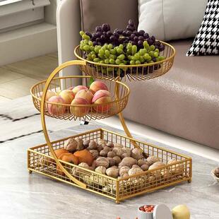 水果盘家用客厅桌上茶几零食摆放盘多层水果篮置物架轻奢高档