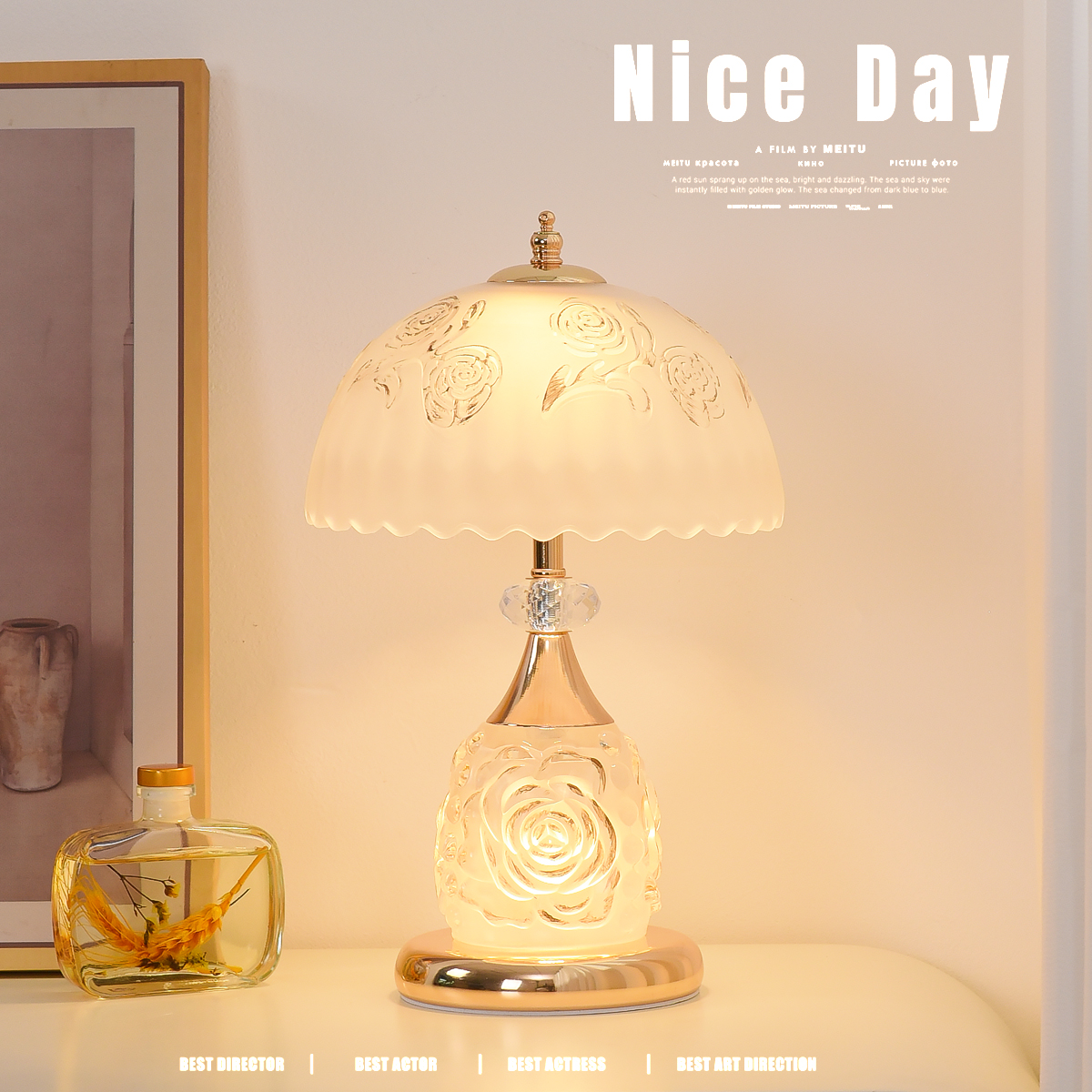 水晶法式轻奢台灯原创设计感高端客厅卧室灯床头柜智能主卧床头灯