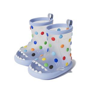 babycrayon儿童鲨鱼雨鞋男童宝宝雨靴中大童学生水鞋靴子胶鞋