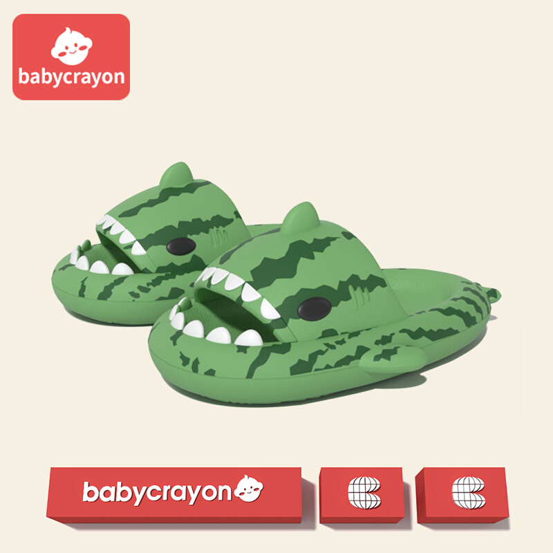 babycrayon儿童夏季西瓜鲨鱼拖鞋