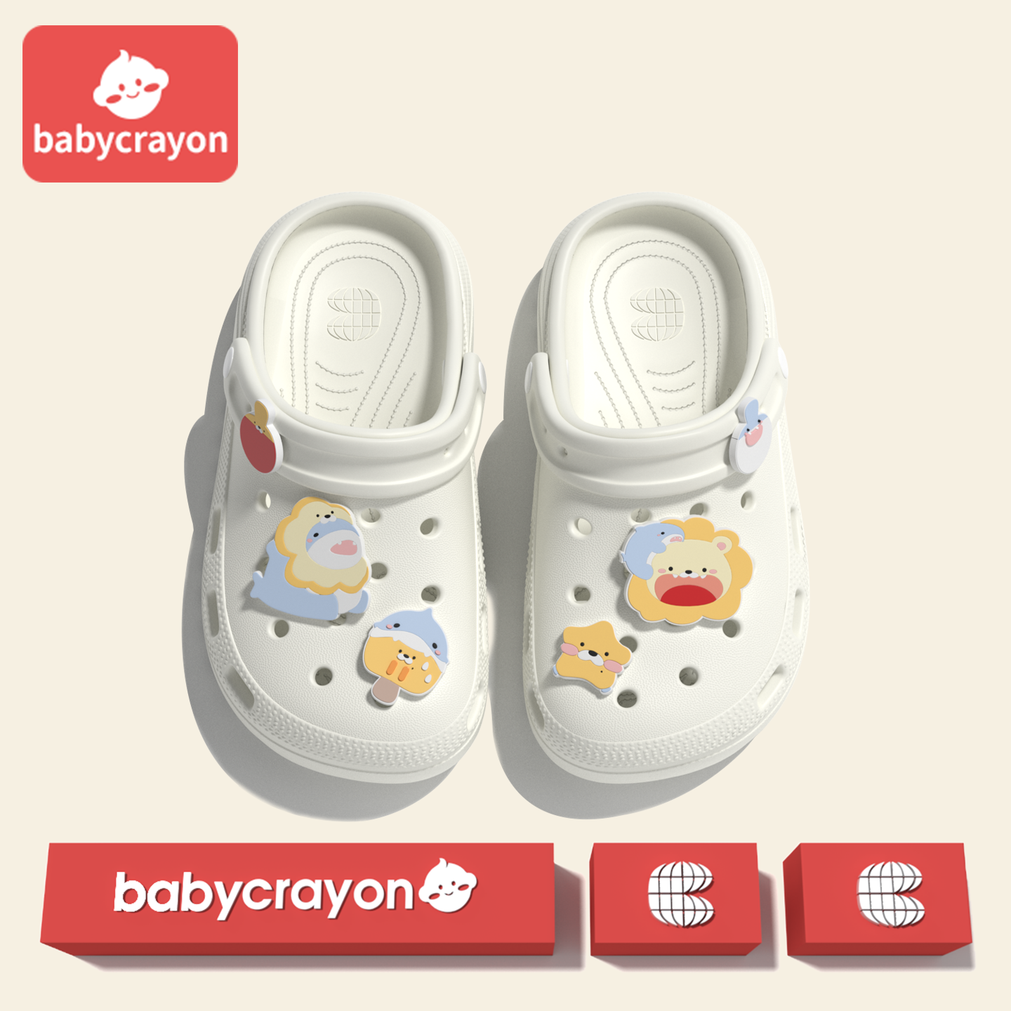 babycrayon儿童拖鞋女童2025新款洞洞鞋防滑中大童卡通外穿凉拖鞋