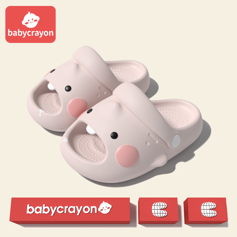 babycrayon儿童拖鞋女童萌牙鲨