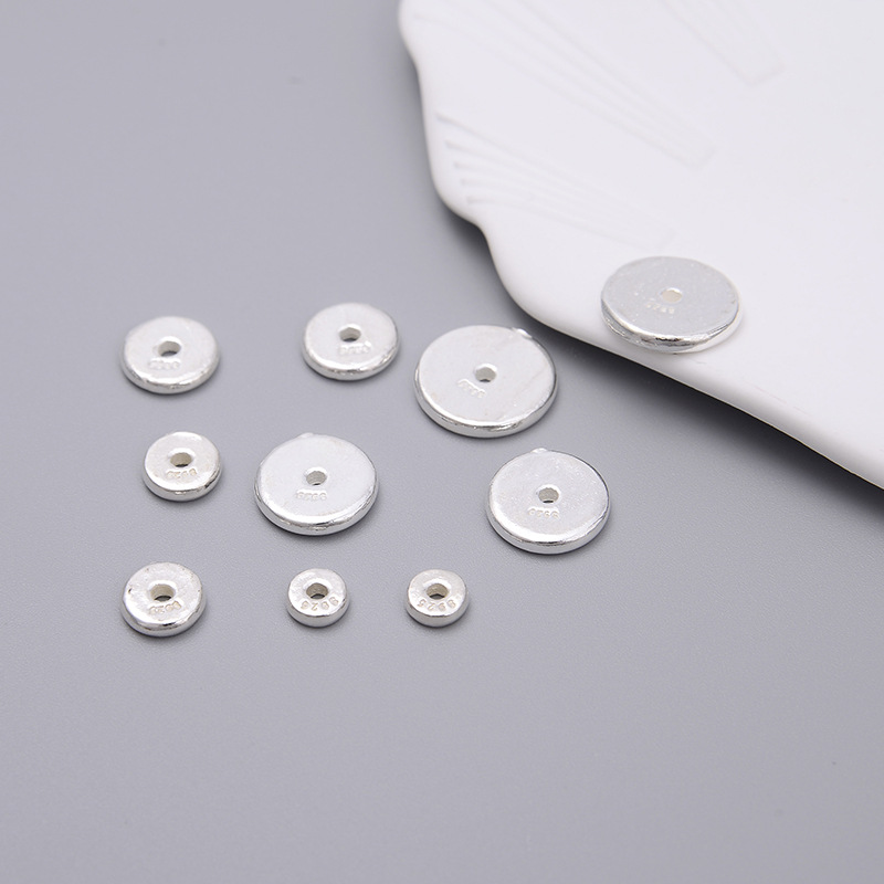 S925纯银光面银币隔片素银文玩藏式圆珠垫片DIY手工手串饰品配件