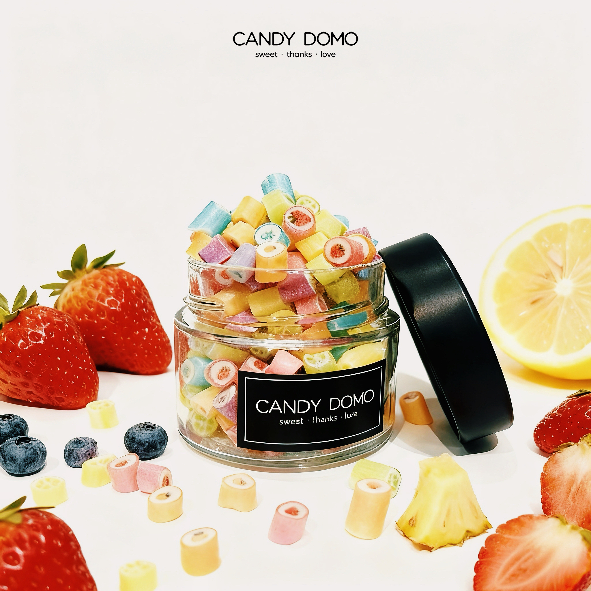 CANDYDOMO手工切片颗粒糖混合水果味糖果儿童琥珀棉花糖节日礼物