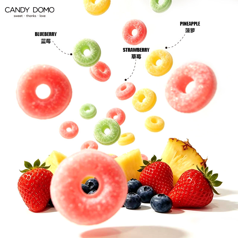 CANDYDOMO手工创意高颜值甜甜圈水果味软糖儿童零食糖果节日礼物