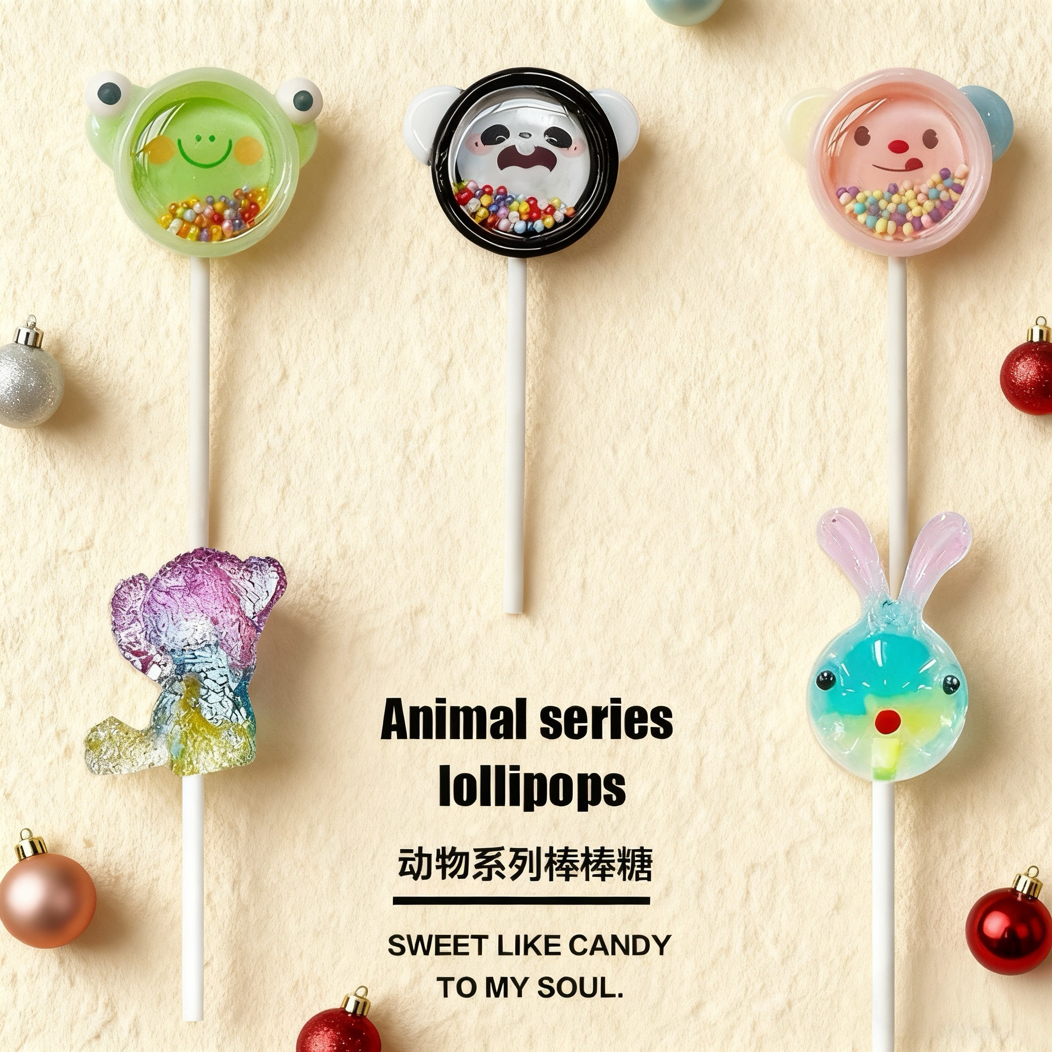 CANDYDOMO手工可爱小动物棒棒糖水果糖高颜值零食儿童硬糖送礼