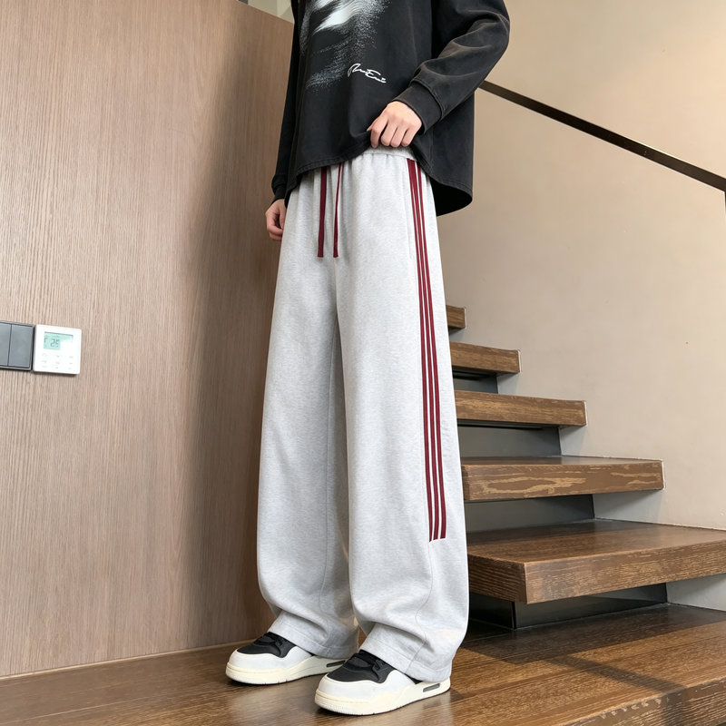 三条杠裤子男女韩版春秋季宽松直筒运动卫裤美式潮牌学生休闲长裤