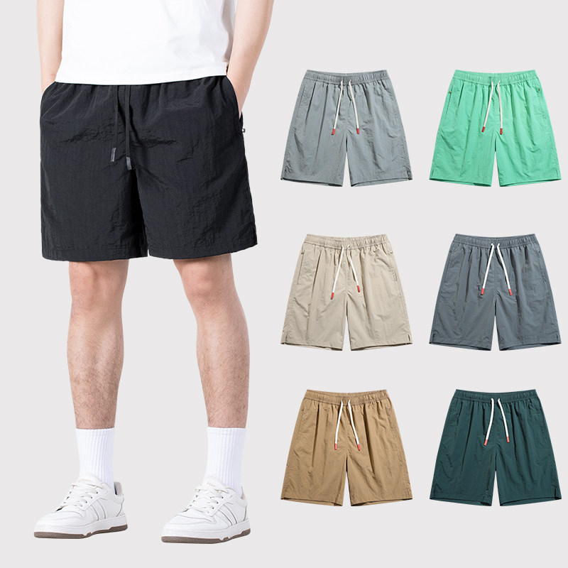 内衬短裤男外穿定制图案logo夏季运动速干开叉中裤拉链冰丝五分裤