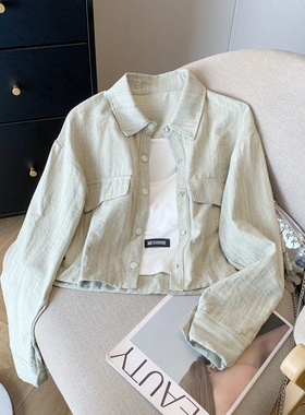 外套女秋冬季2026新款衬衫小个子短款春秋韩版夹克开衫外搭上衣潮