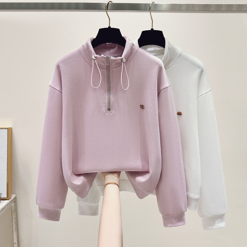半拉链立领卫衣女春秋季2025新款宽松百搭休闲短款套头长袖上衣,女装/女士精品,卫衣/绒衫,淘宝优惠券,粉丝福利购,淘宝优惠卷