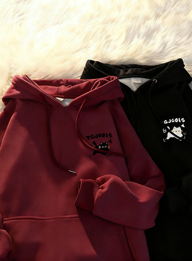 连帽卫衣女秋冬季2026新款宽松加绒加厚薄款简约慵懒开衫帽衫春秋