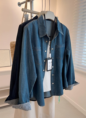 牛仔外套女春季2026新款复古长袖衬衫宽松慵懒简约百搭水洗上衣潮
